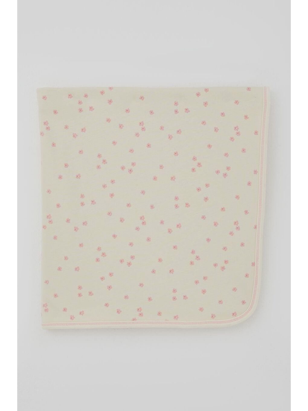 Ekru Yenidoğan Bebek Battaniyesi Çiçek Desenli Krem (78 X 88 Cm)