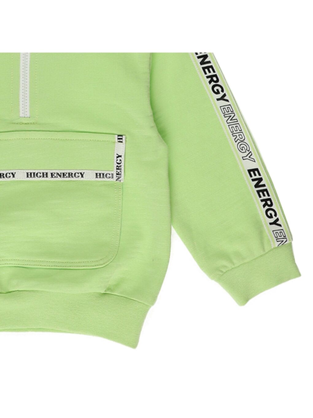 Panço Yeşil Erkek Çocuk  Yazılı Şerit Detaylı Sweatshirt - 2