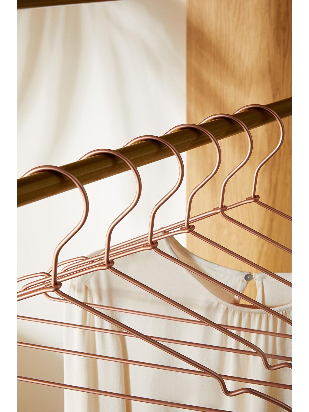 12'li Pembe Altın Rengi Metal Giysi Askısı 22 x 41 x 0.4 cm-3