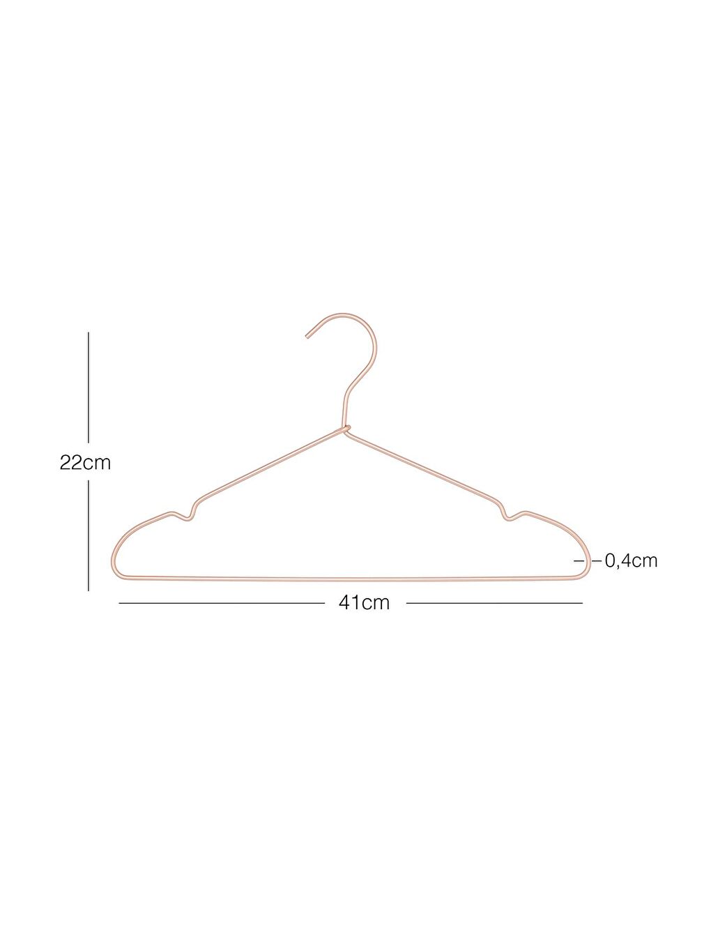 12'li Pembe Altın Rengi Metal Giysi Askısı 22 x 41 x 0.4 cm-6