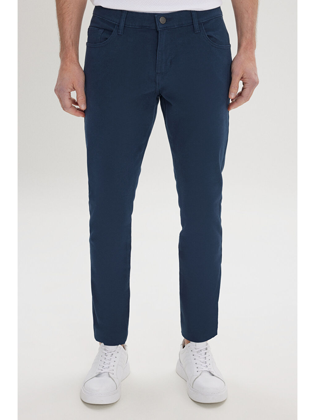 Erkek Lacivert Slim Fit Dar Kesim 5 Cep Pamuklu Esnek Chino Pantolon-1