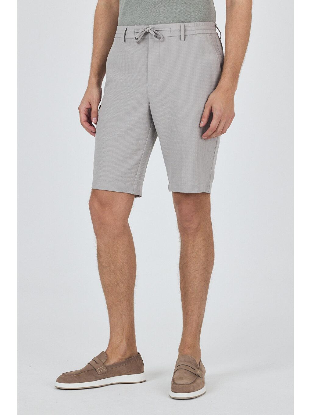 Gri Düz Esnek Gabardin Casual Şort 1016250150-1