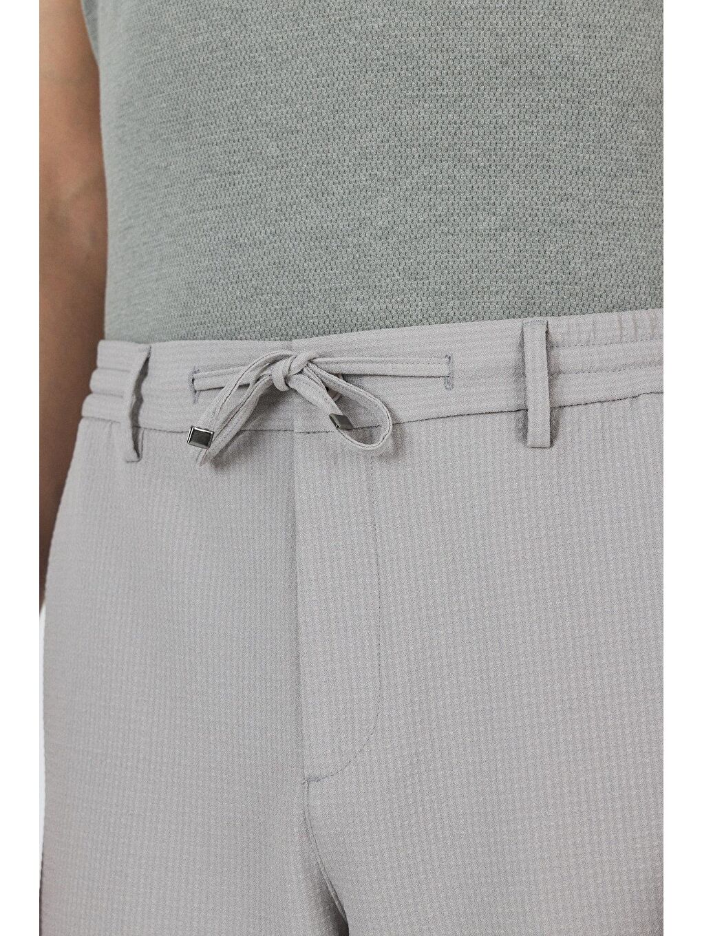 Gri Düz Esnek Gabardin Casual Şort 1016250150-3