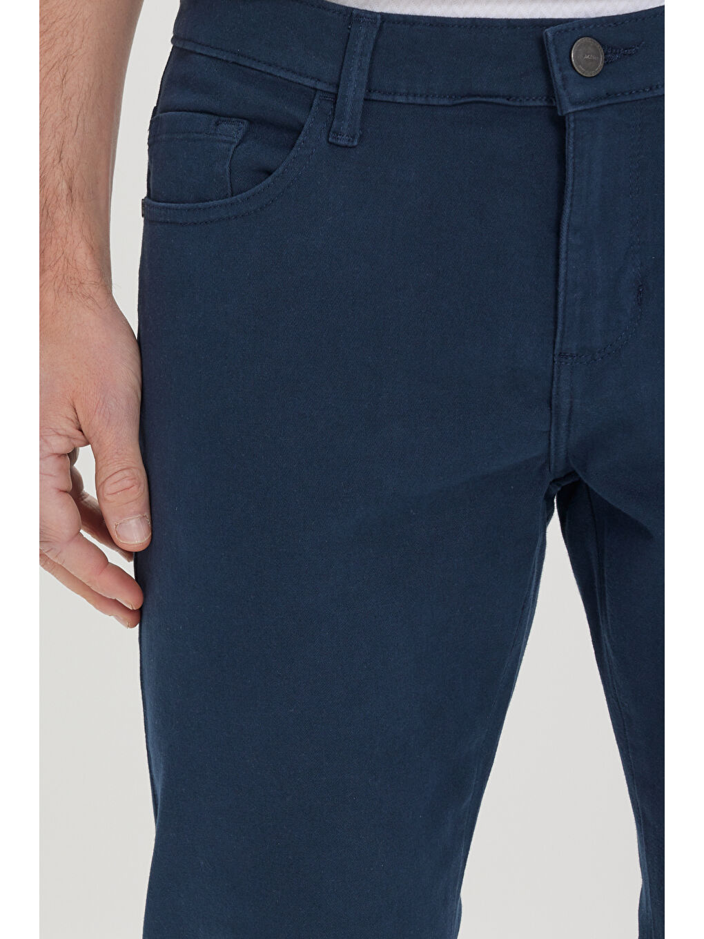 Erkek Lacivert Slim Fit Dar Kesim 5 Cep Pamuklu Esnek Chino Pantolon-3