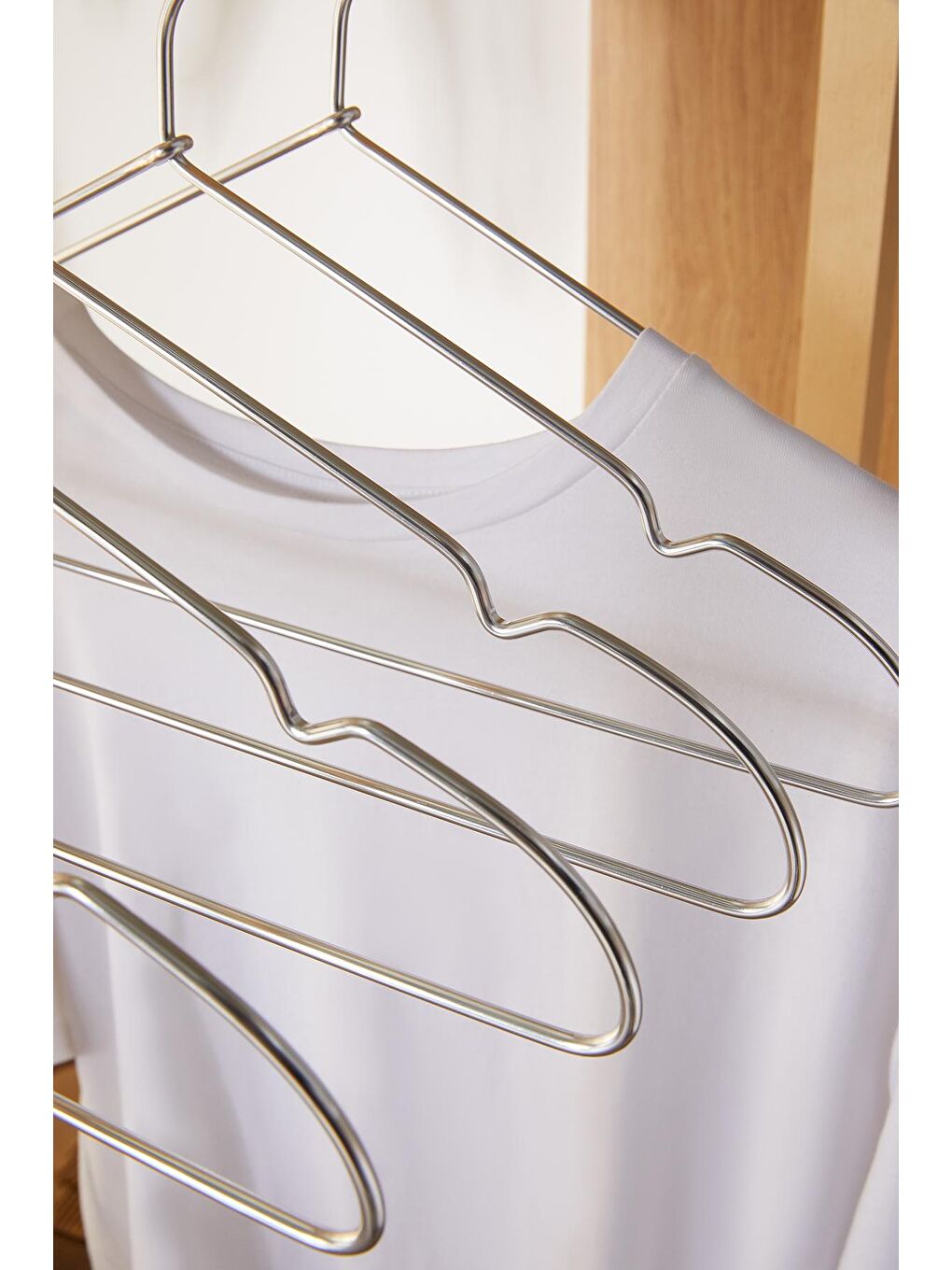 Gri 12'li Gümüş Renk Metal Giysi Askısı 22 x 41 x 0.4 cm-4