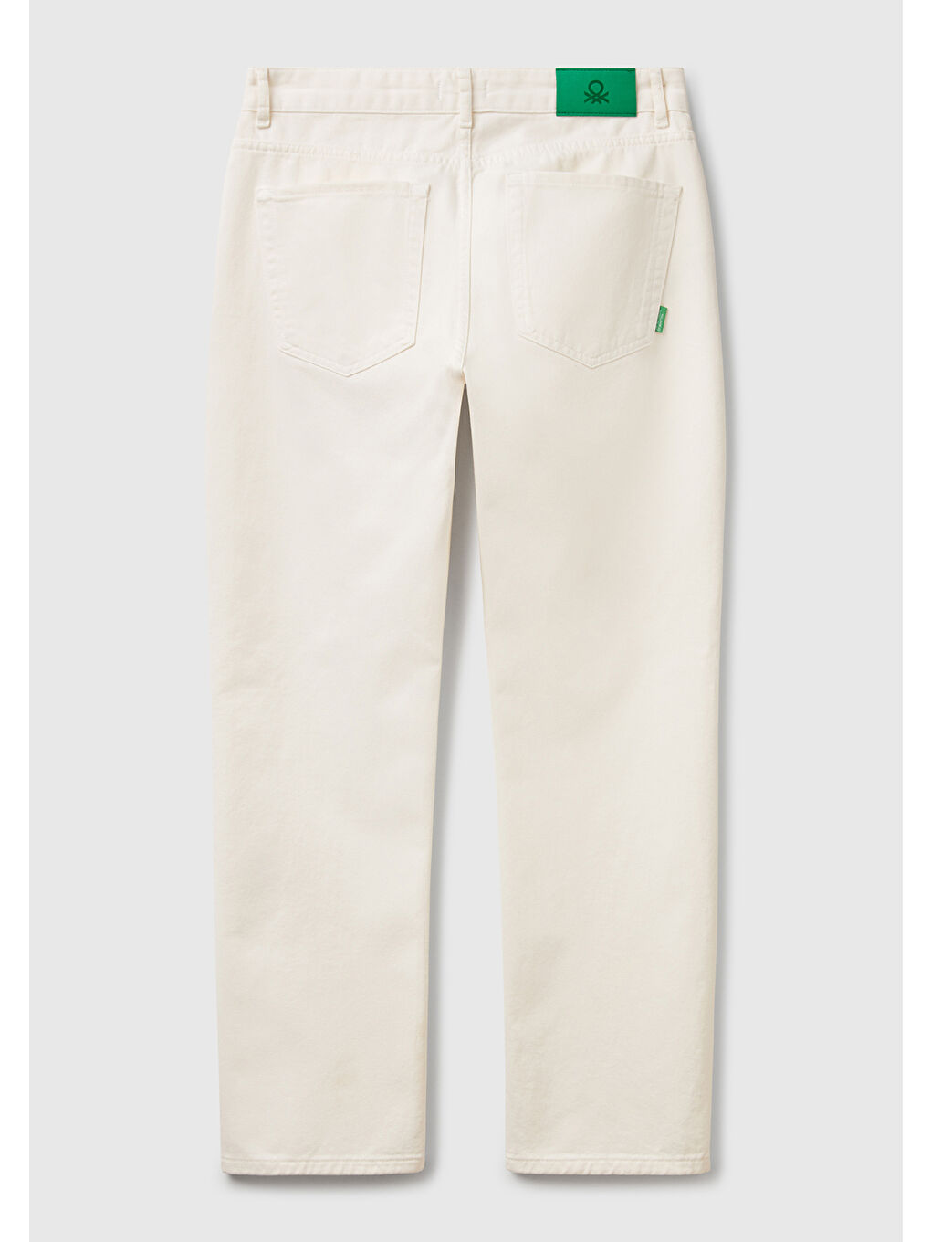 Beyaz %100 Pamuk Beli Logo Etiketli 5 Cepli Straight Fit Erkek Pantolon-3