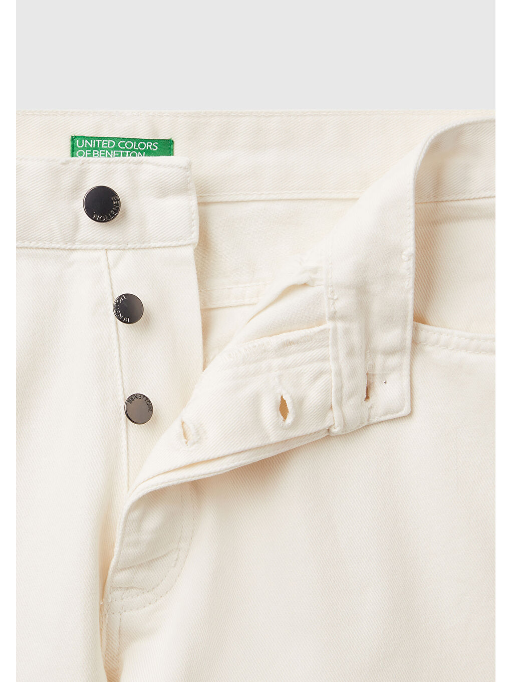 Beyaz %100 Pamuk Beli Logo Etiketli 5 Cepli Straight Fit Erkek Pantolon-5