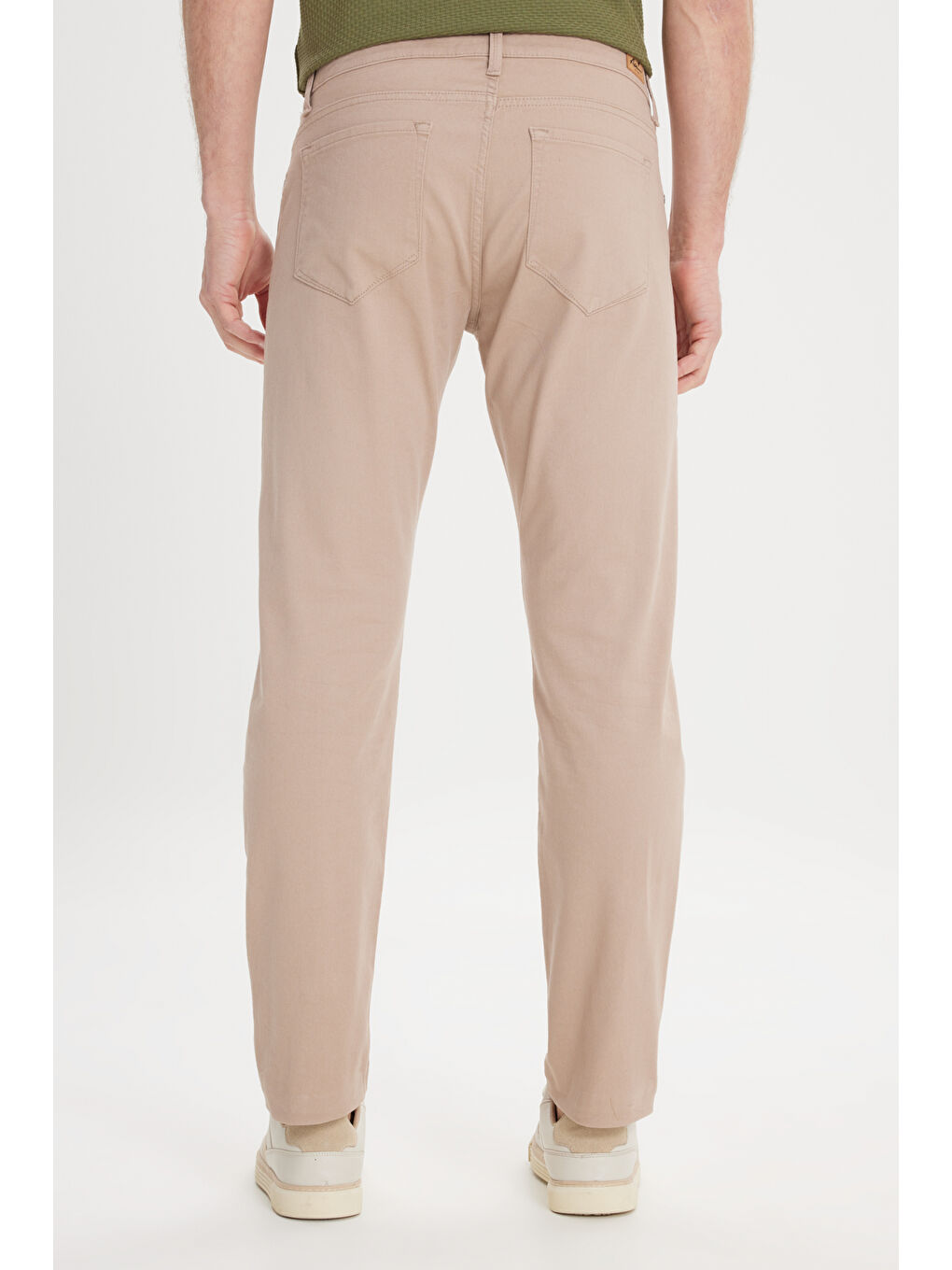 Erkek Bej Slim Fit Dar Kesim 5 Cep Pamuklu Esnek Chino Pantolon-5