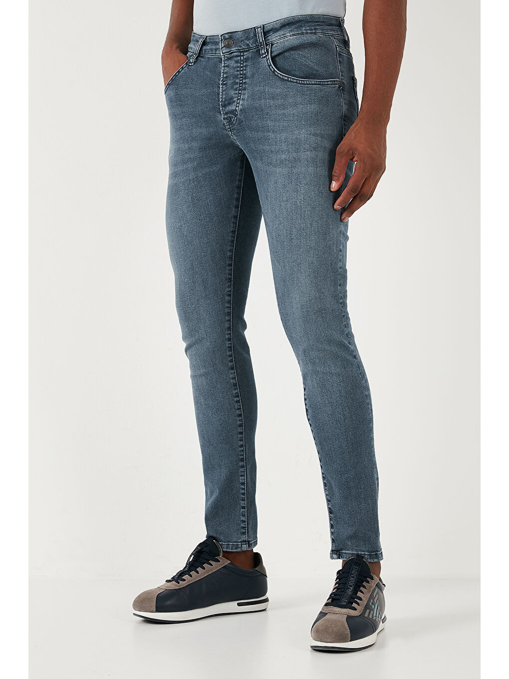 Buratti Mavi Streç Pamuklu Slim Fit Normal Bel Dar Paça Erkek Jeans 1120S02NAPOLI - 2