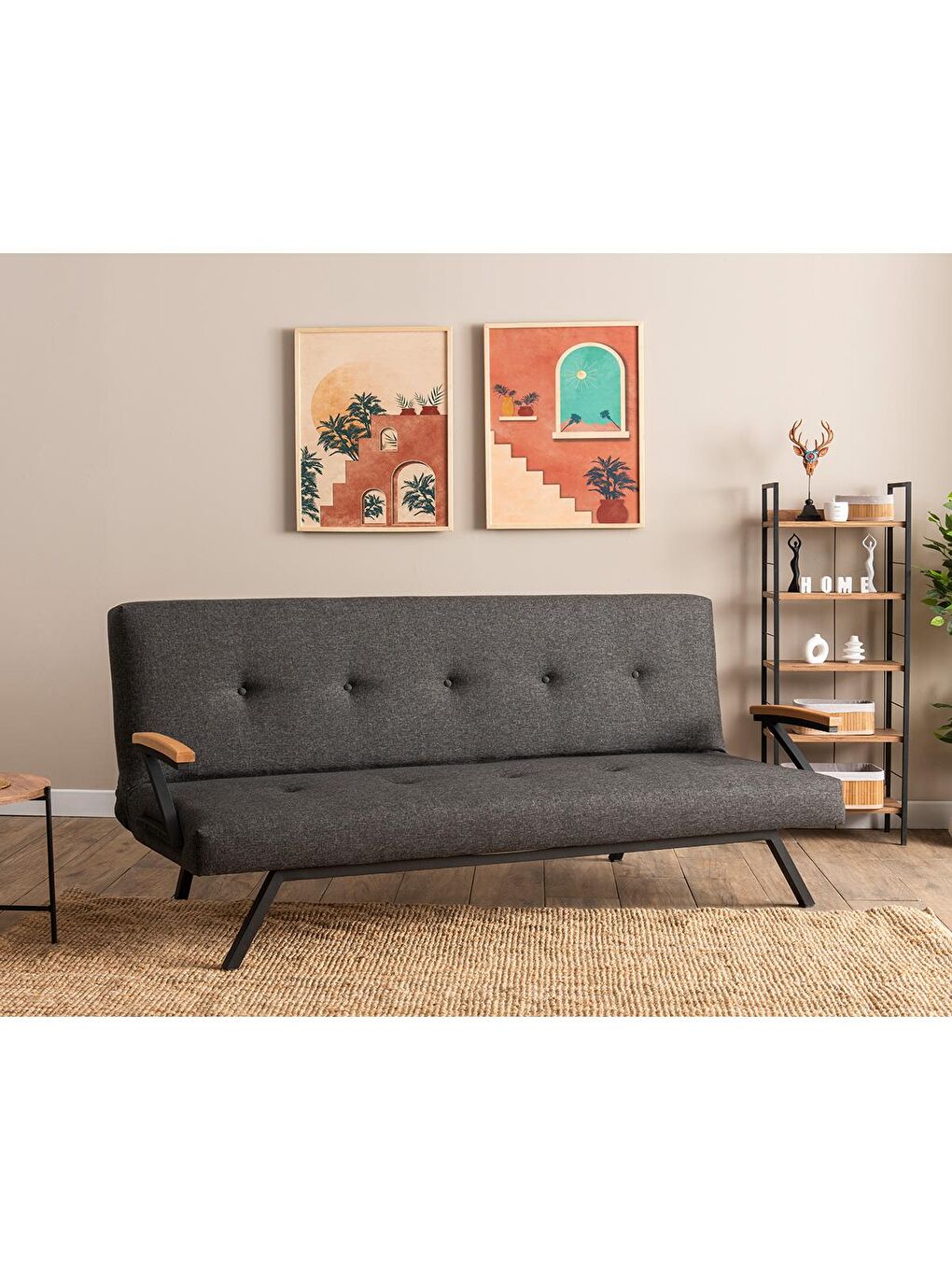 Zven Üçlü Yataklı Koltuk - Keten Koyu Gri