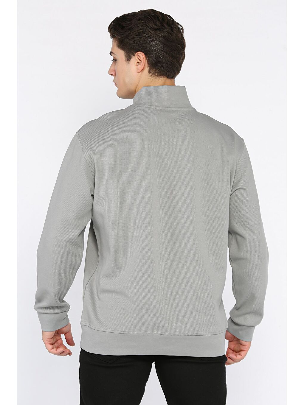 Gri Fermuarlı Erkek Sweatshirt-2