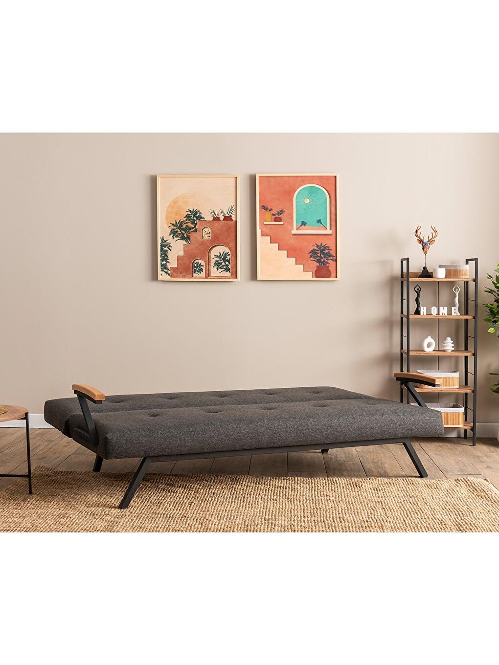 Zven Üçlü Yataklı Koltuk - Keten Koyu Gri-1