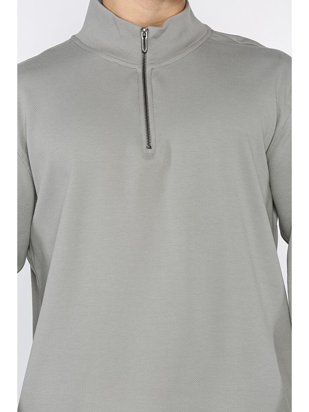 Gri Fermuarlı Erkek Sweatshirt-3