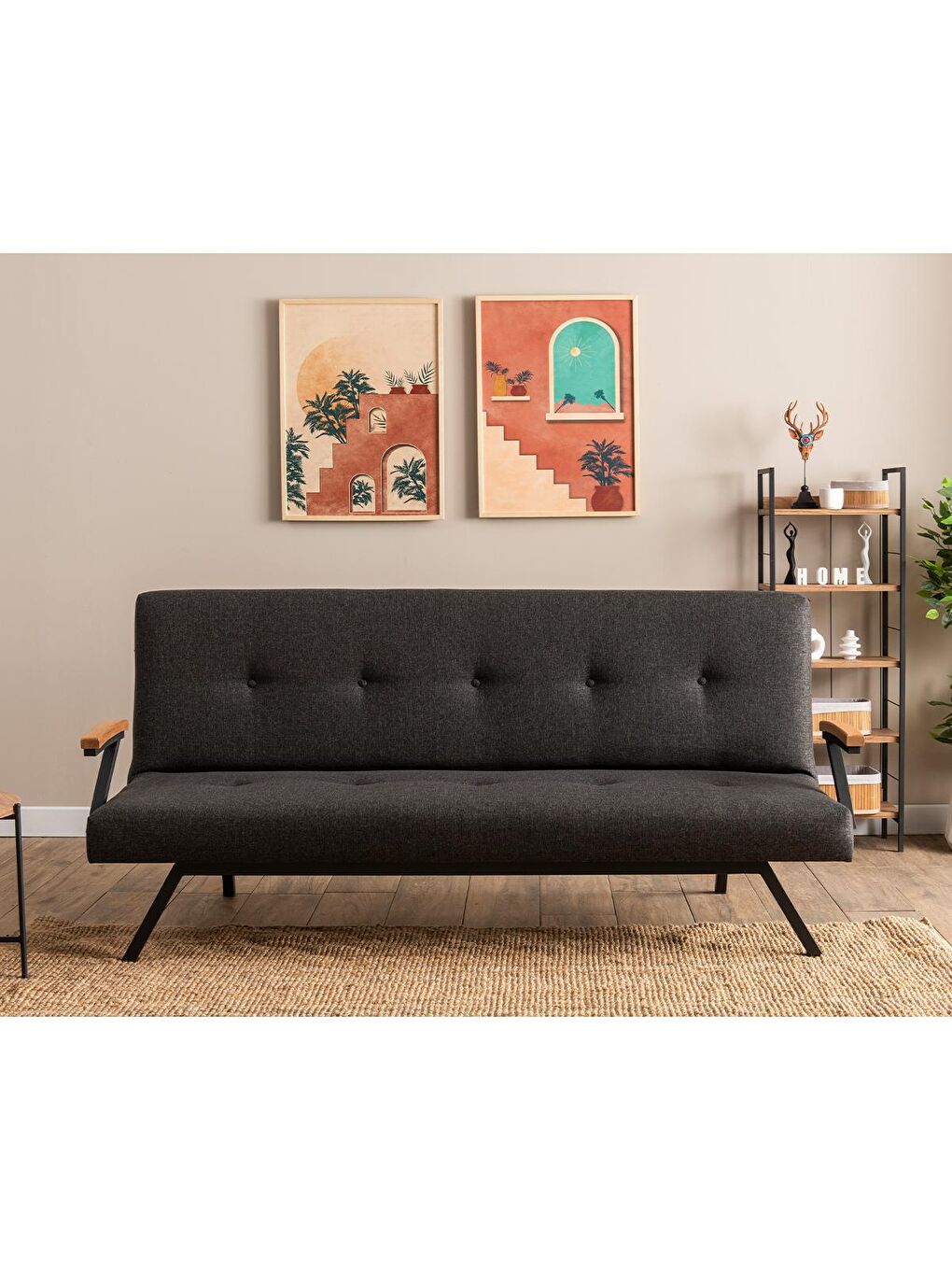 Zven Üçlü Yataklı Koltuk - Keten Koyu Gri-2