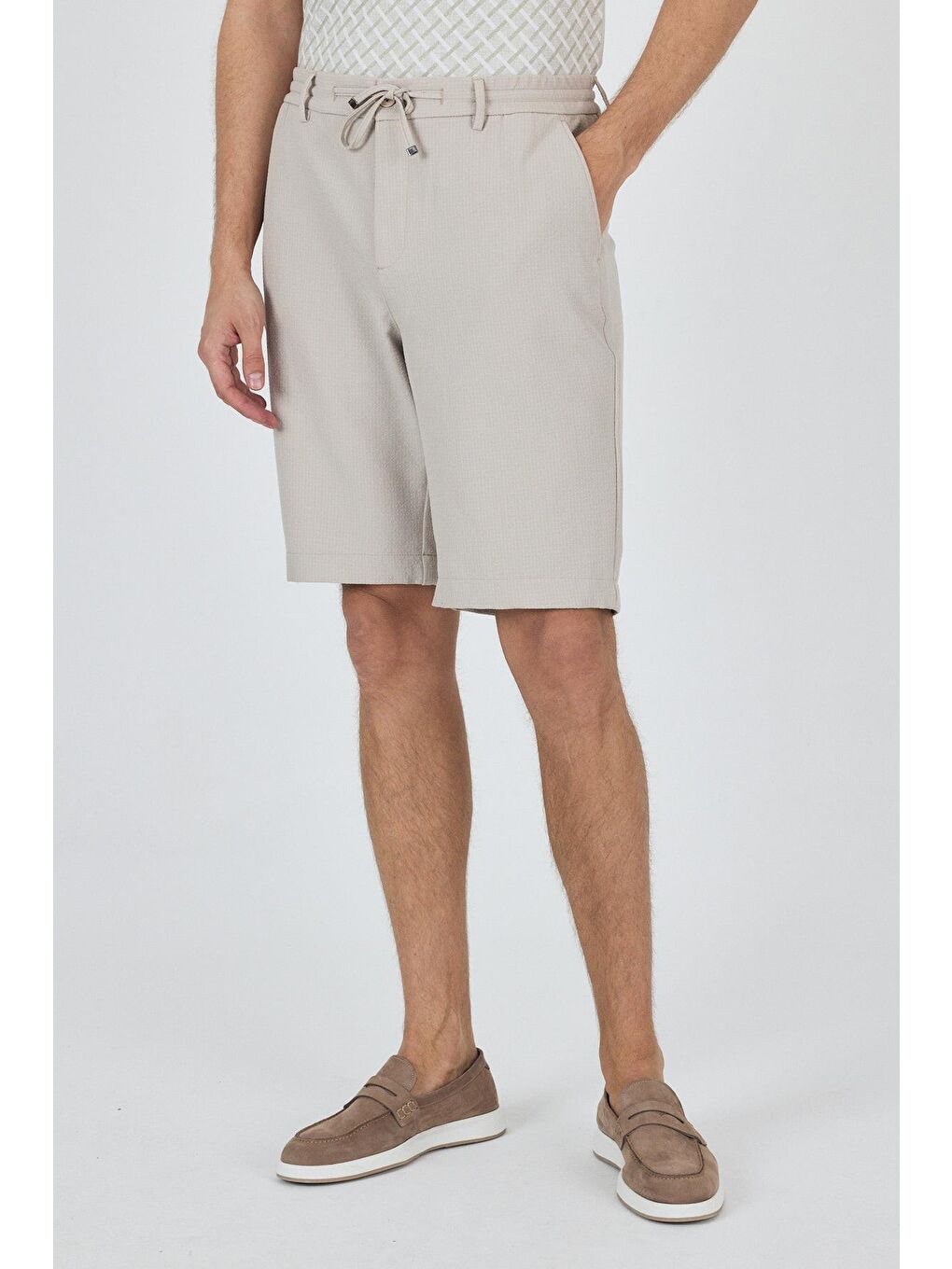 Bej Düz Esnek Gabardin Casual Şort 1016250150-2