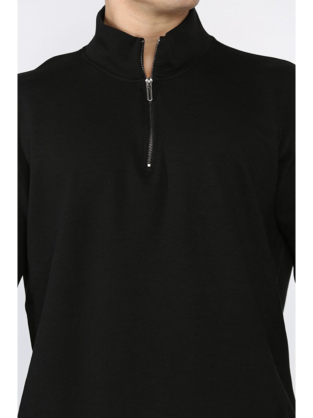 Siyah Fermuarlı Erkek Sweatshirt-3