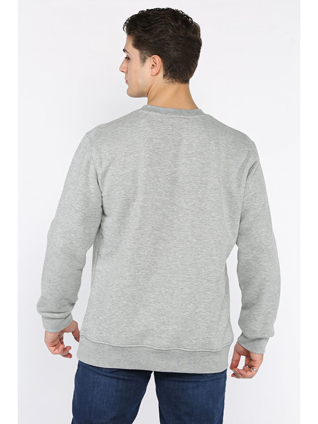 Gri Ön Baskılı Erkek Sweatshirt-2