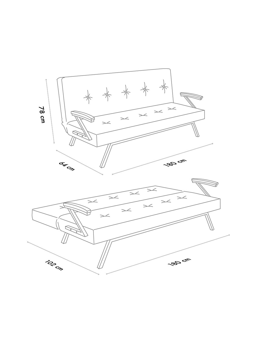 Zven Üçlü Yataklı Koltuk - Keten Koyu Gri-9