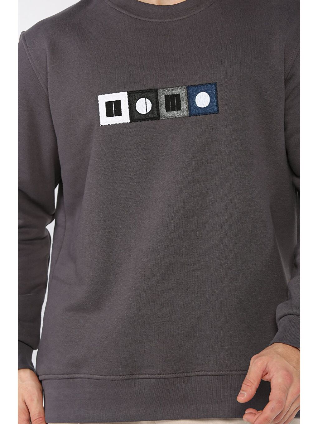 Gri Ön Baskılı Erkek Sweatshirt-3