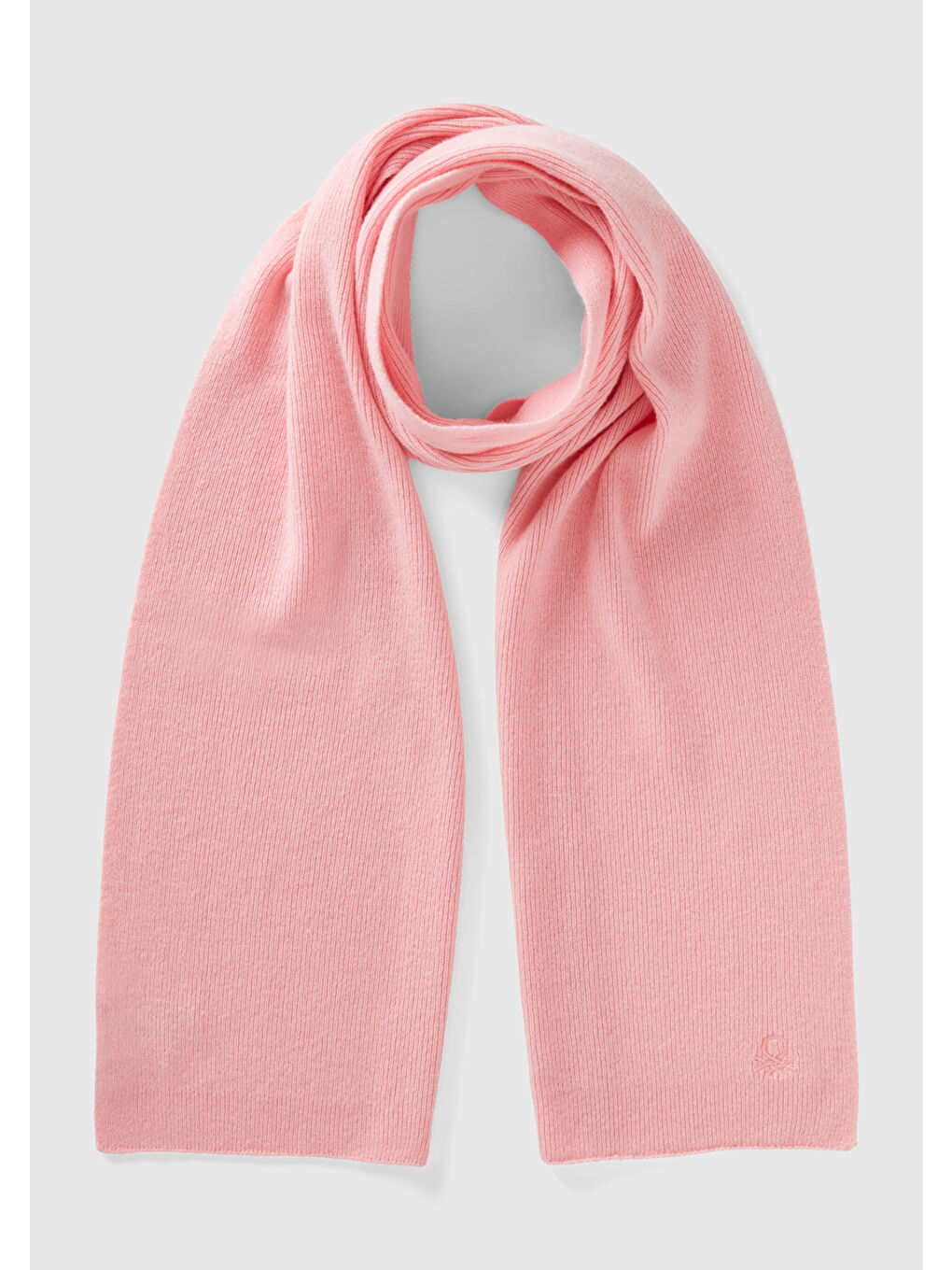 Çocuk Pembe Benetton Logo İşlemeli Atkı