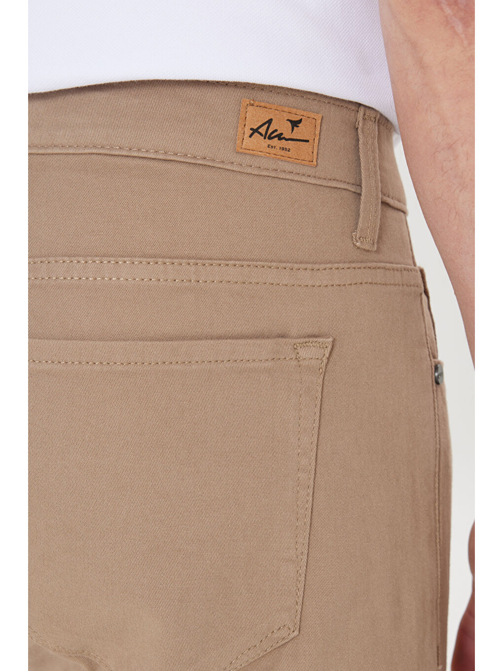 Kahverengi Erkek Camel Slim Fit Dar Kesim 5 Cep Pamuklu Esnek Chino Pantolon-4