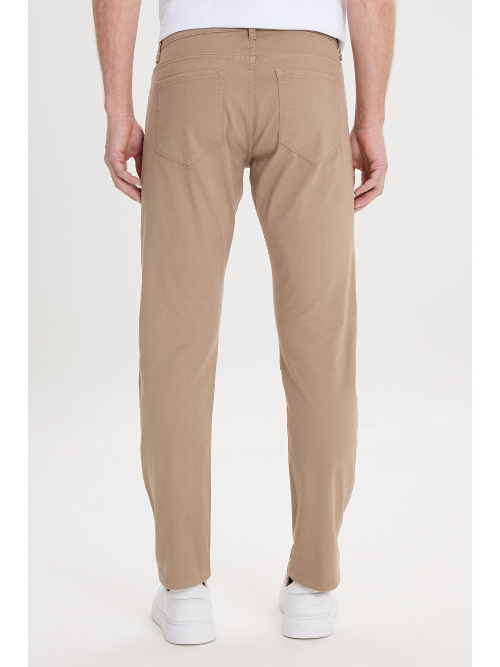 Kahverengi Erkek Camel Slim Fit Dar Kesim 5 Cep Pamuklu Esnek Chino Pantolon-5