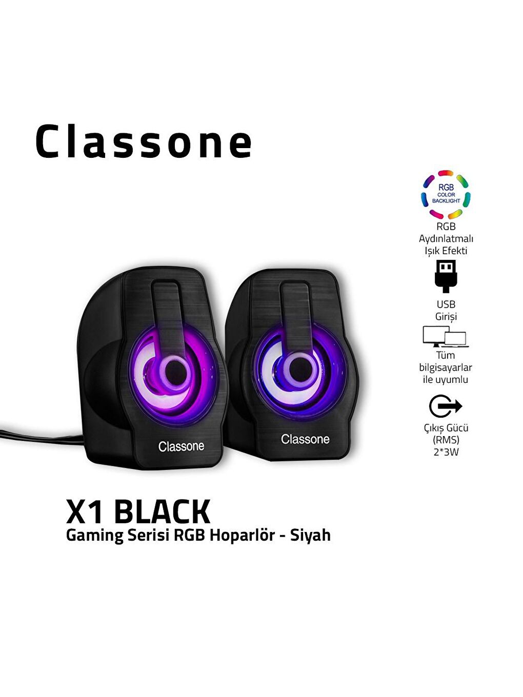 Classone Siyah BND200 15,6 Laptop Notebook El Çantası + X1 Rgb Gaming Speaker - 4