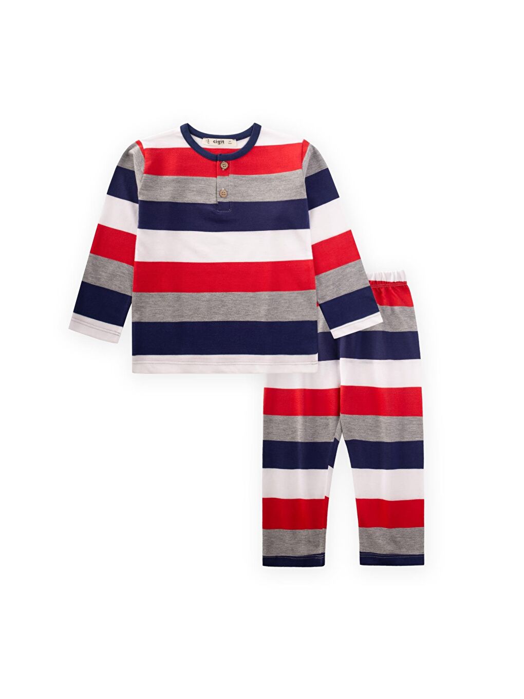 Desenli Pijama Takım 2-9 Yaş Lacivert Çizgili