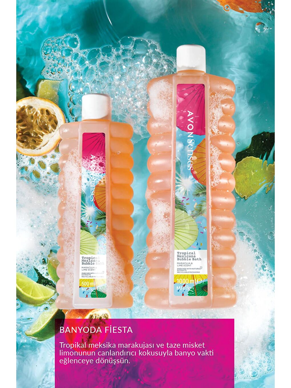 AVON Renksiz Tropical Mexicana Çarkıfelek ve Limon Kokulu Banyo Köpüğü 500 Ml. - 2