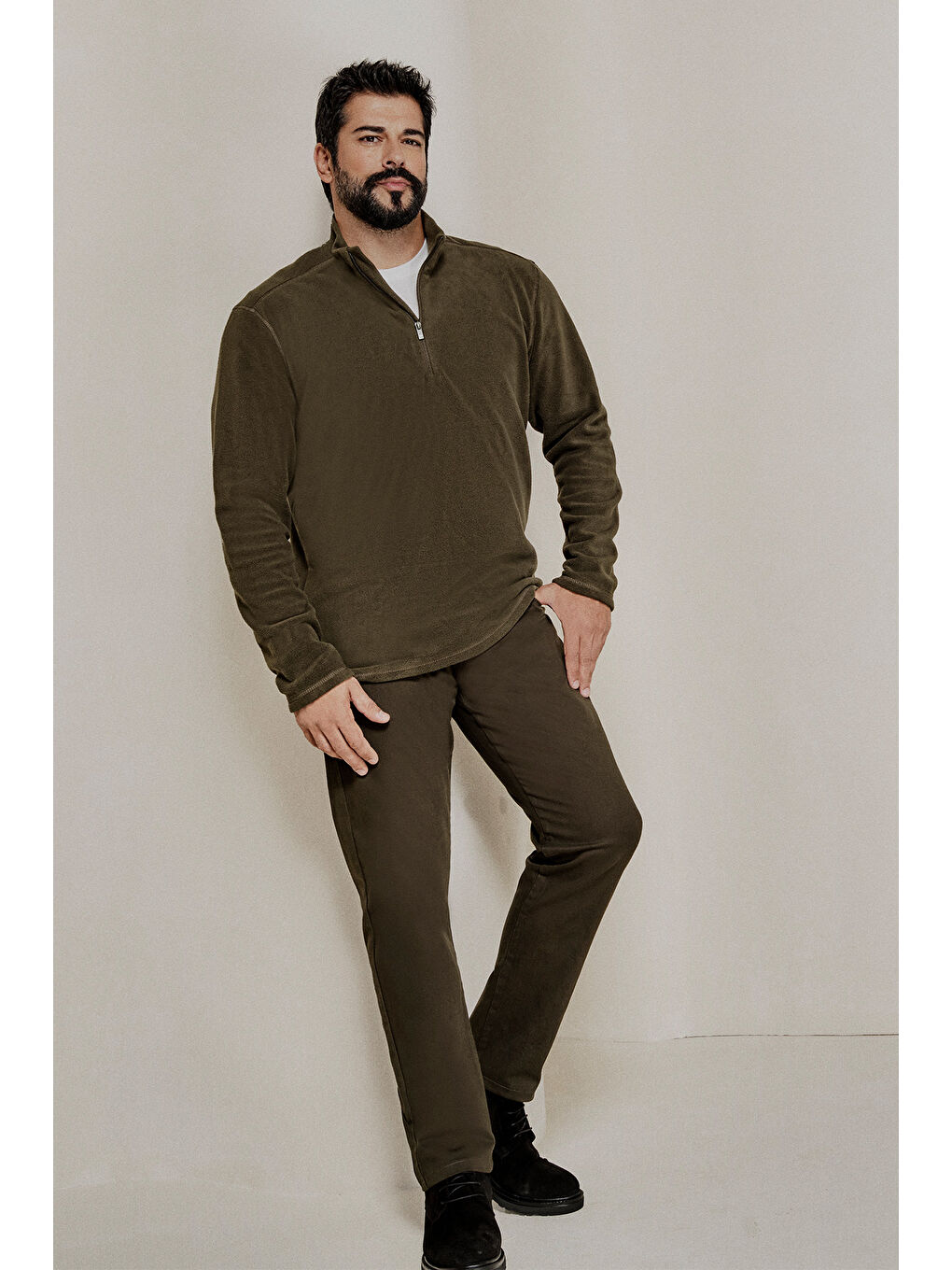 Erkek Haki Slim Fit Dar Kesim 5 Cep Pamuklu Esnek Chino Pantolon