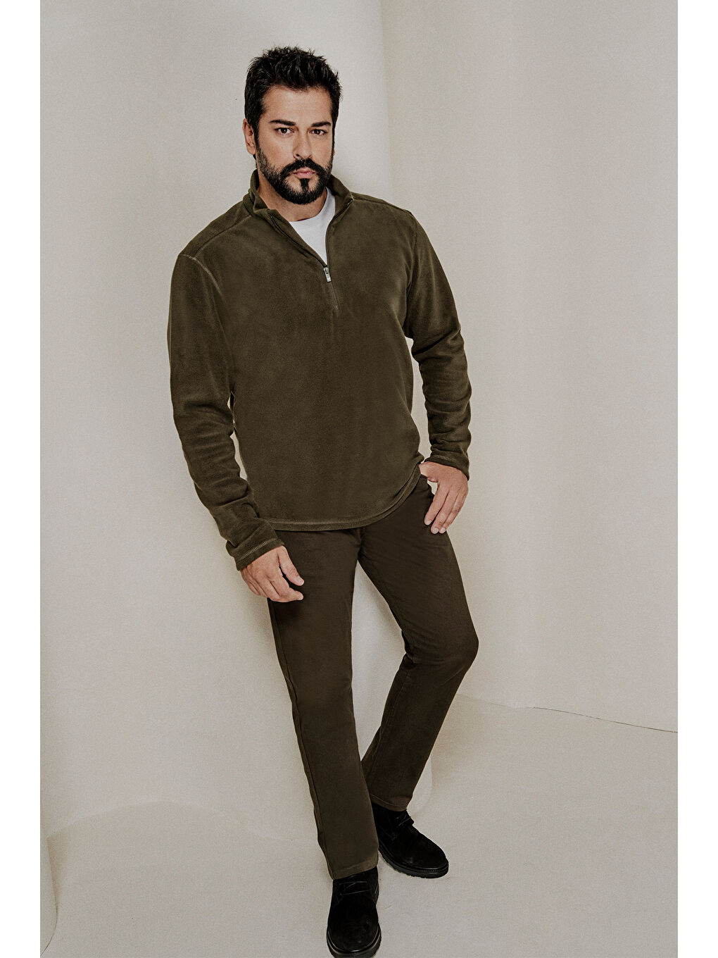 Erkek Haki Slim Fit Dar Kesim 5 Cep Pamuklu Esnek Chino Pantolon-2