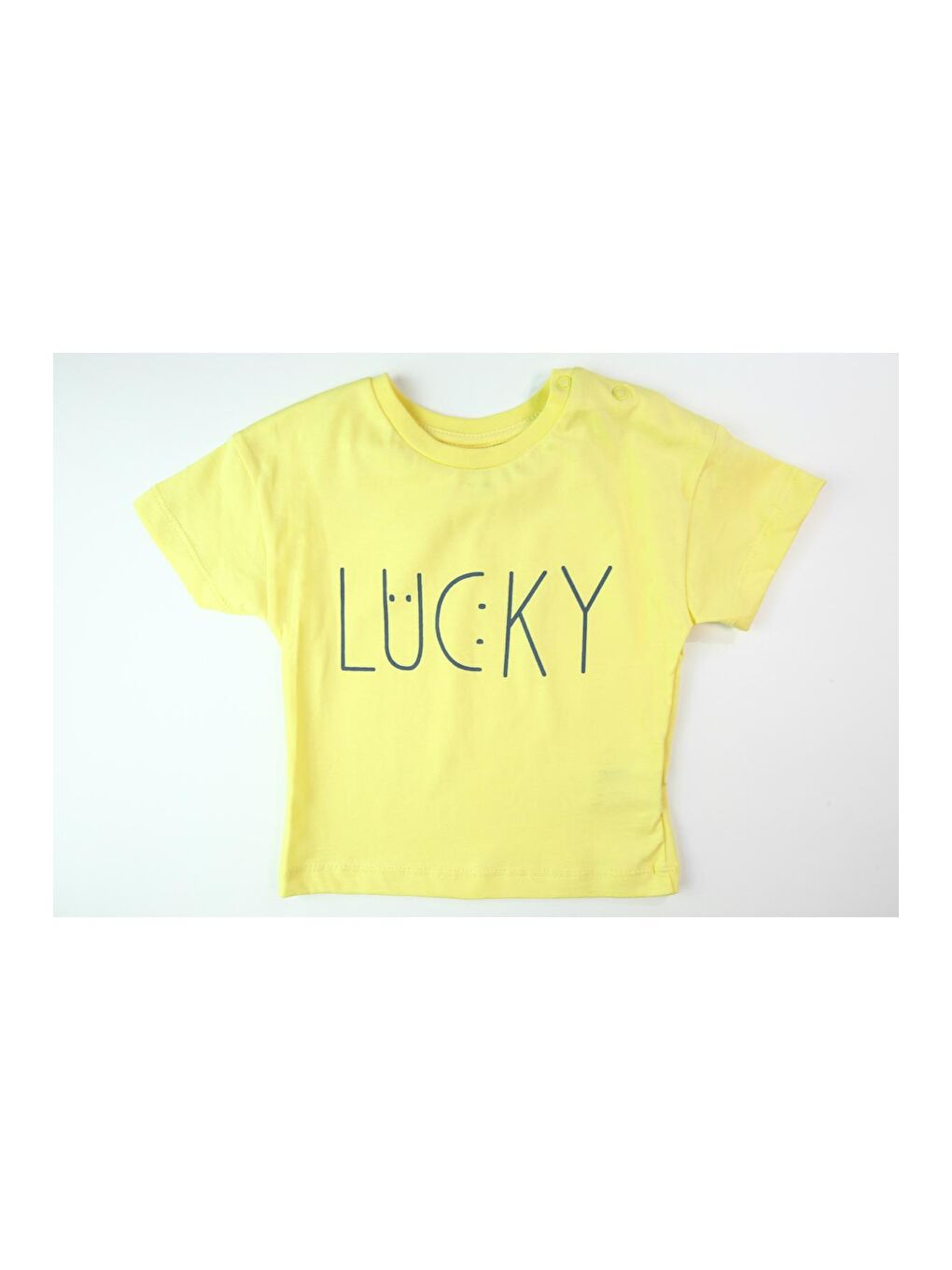 Sarı Erkek Bebek Lucky Baskılı Kısa Kollu Şortlu Alt Üst Takım-5