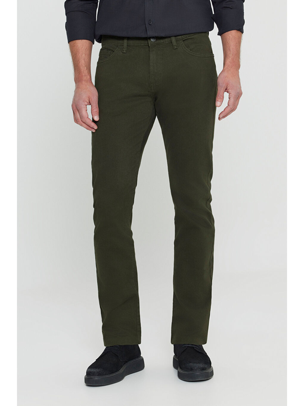 Erkek Haki Slim Fit Dar Kesim 5 Cep Pamuklu Esnek Chino Pantolon-6