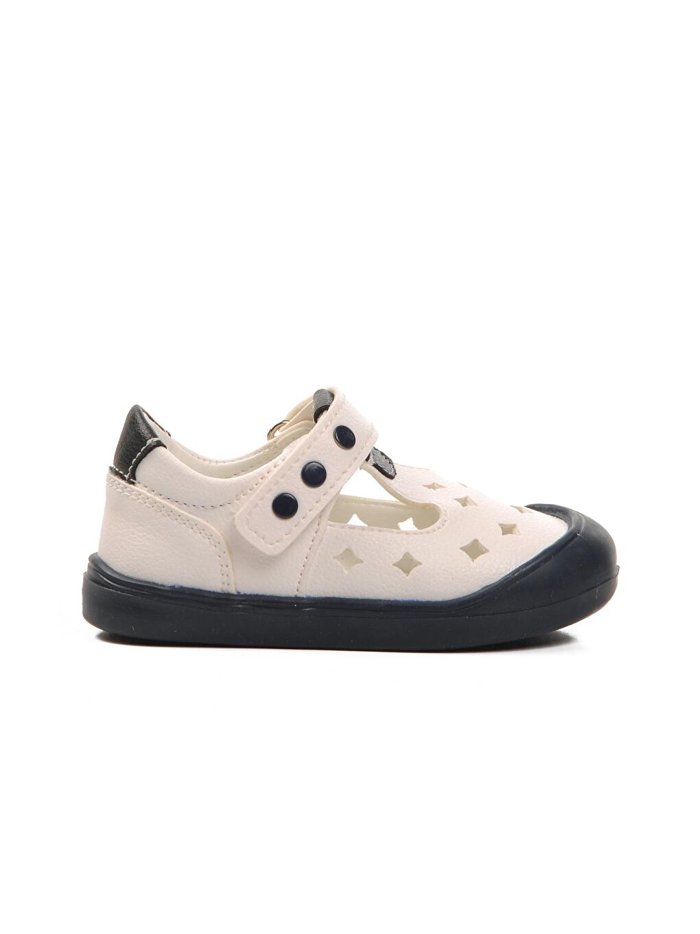 Beyaz-Lacivert Cırtlı Ortopedik Bebek Sandalet 24-414