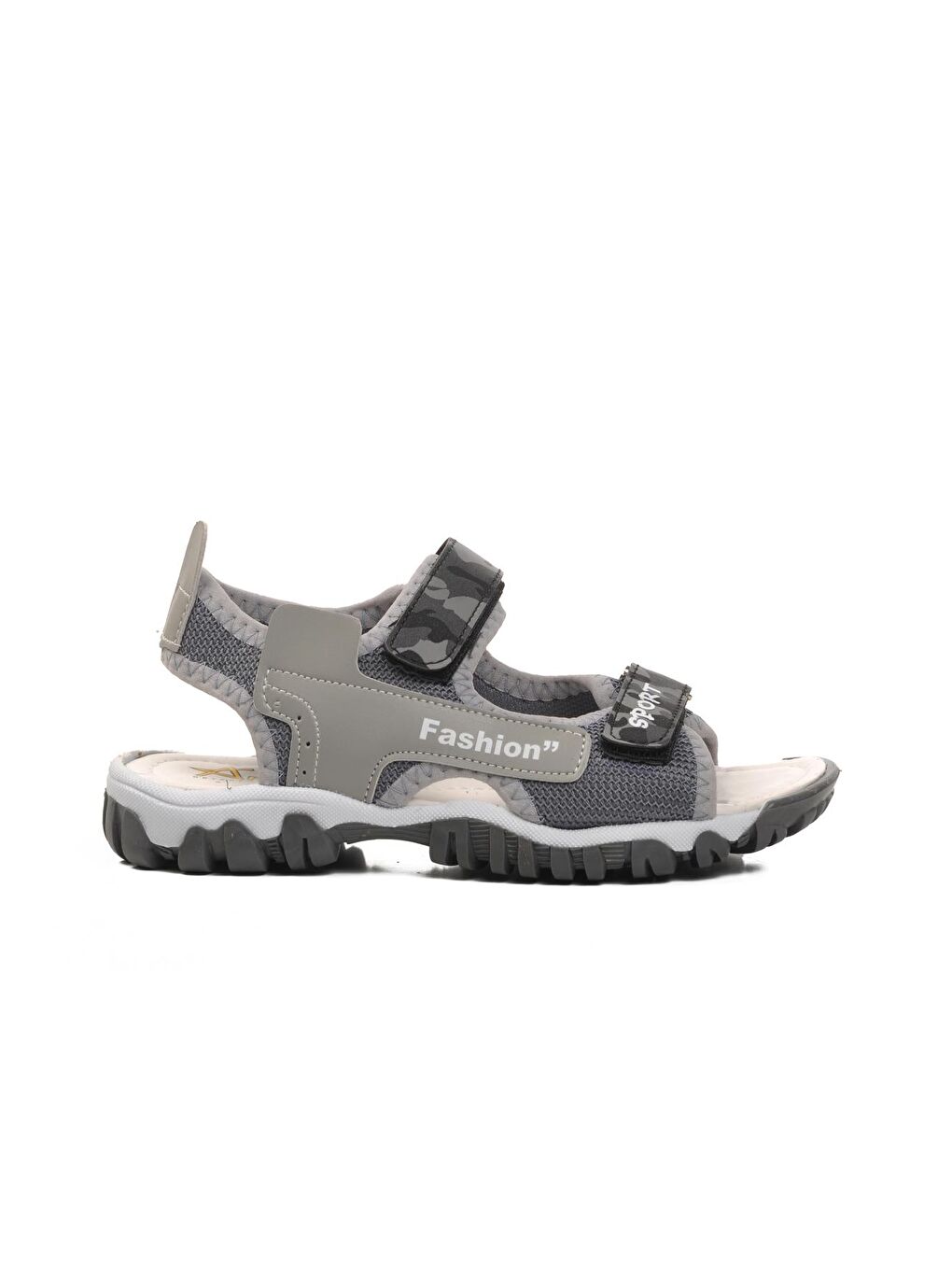 Gri Kamuflaj Ortopedik Erkek Çocuk Sandalet 24-410-F