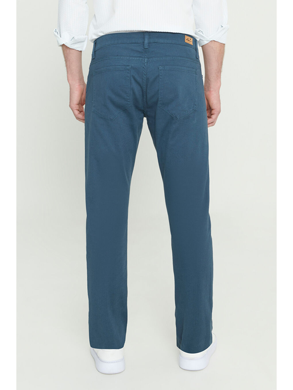 Erkek Petrol Slim Fit Dar Kesim 5 Cep Pamuklu Esnek Chino Pantolon-4