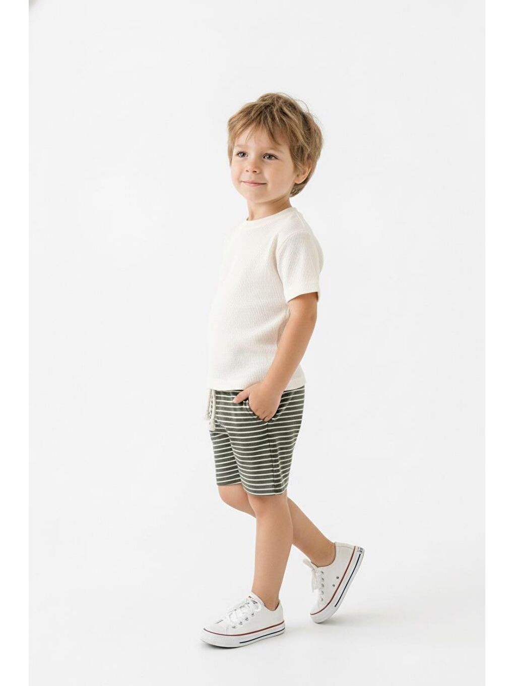 Haki Erkek Çocuk Şort Tişört 2li Takım
