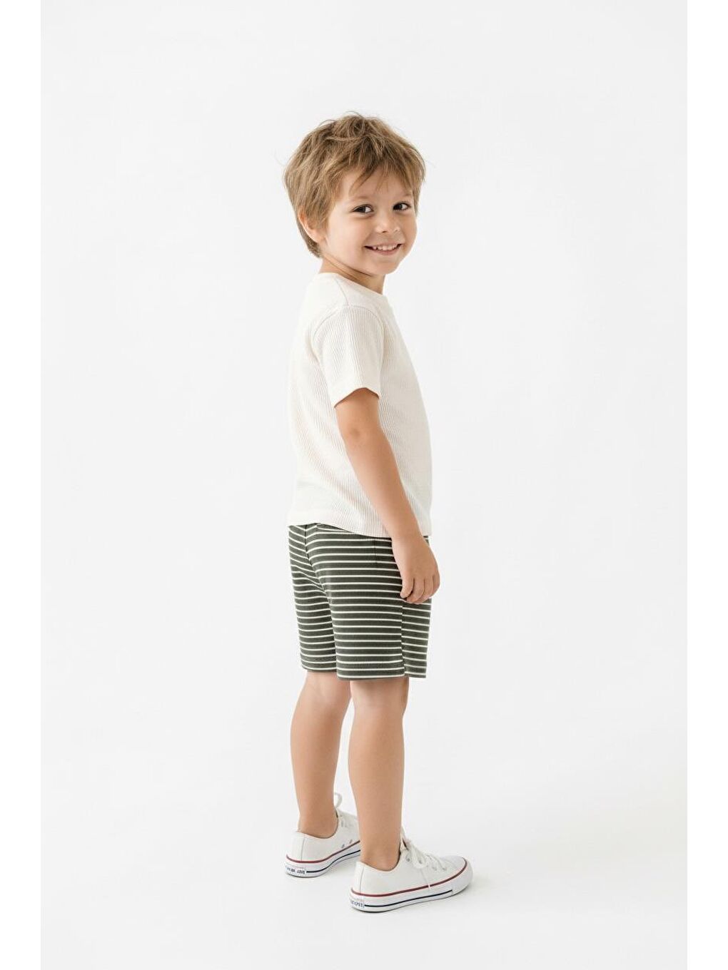 Haki Erkek Çocuk Şort Tişört 2li Takım-1