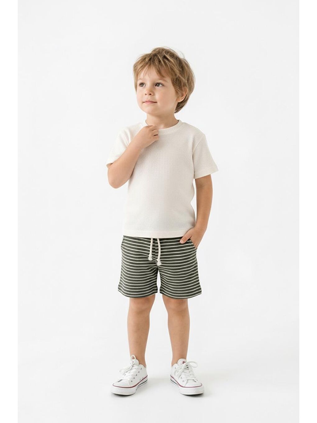 Haki Erkek Çocuk Şort Tişört 2li Takım-3