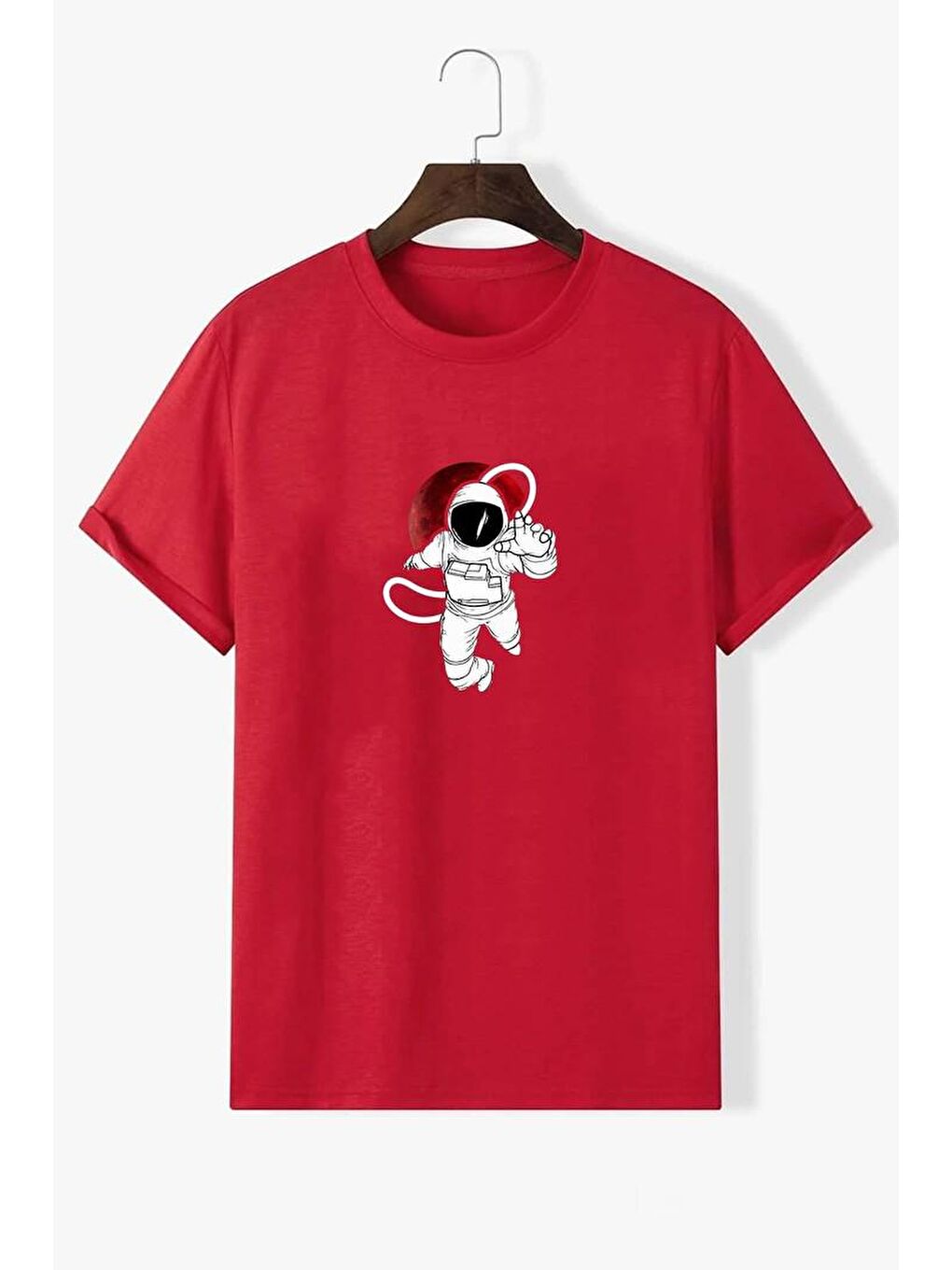 uyguntarz Kırmızı Unisex Nasa Baskılı T-shirt