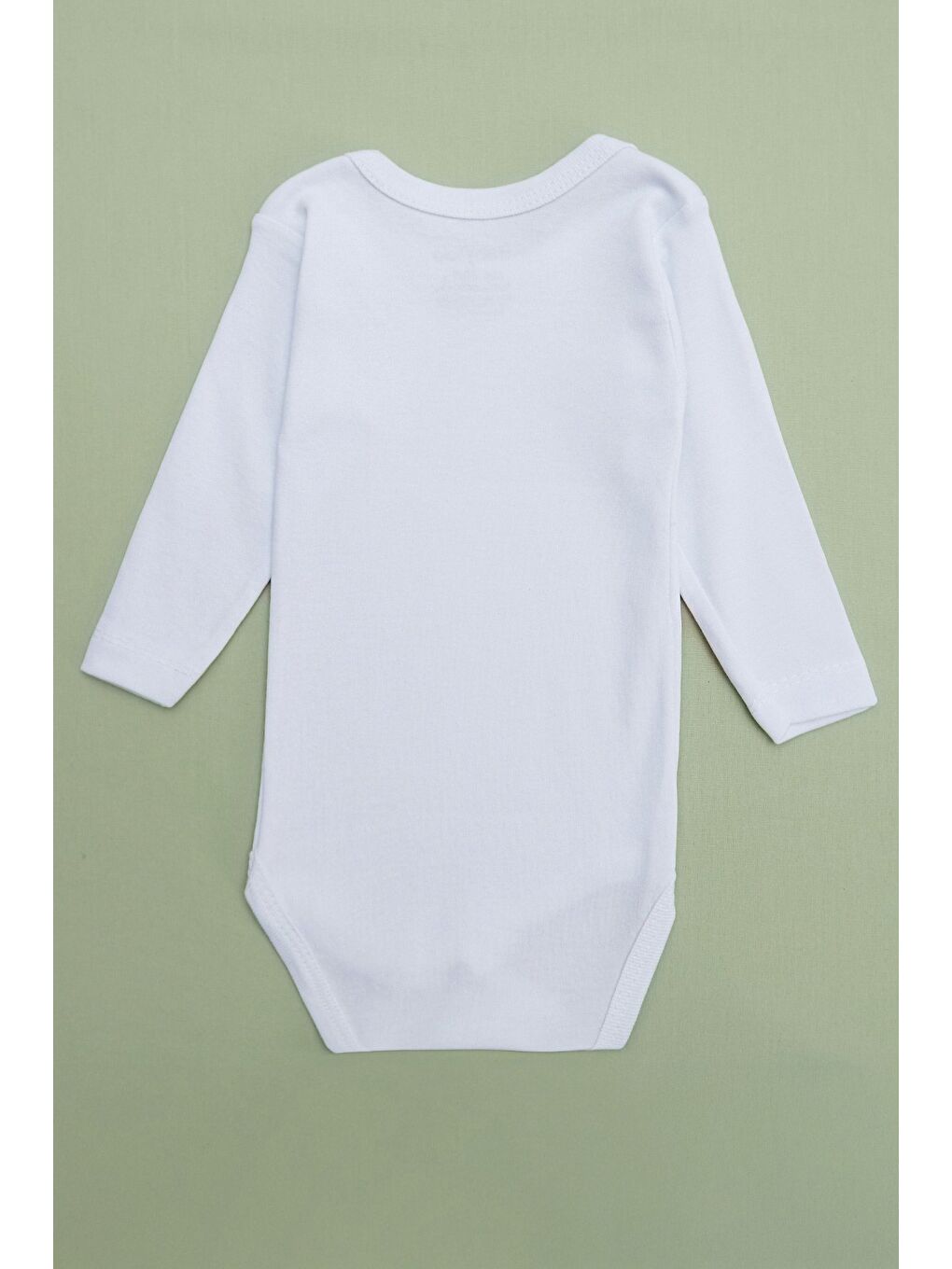 Beyaz %100 Pamuk Basic Bisiklet Yaka Çocuk Zıbın-1