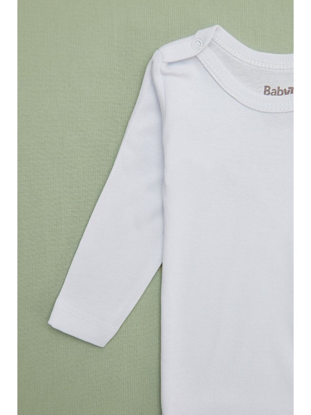 Beyaz %100 Pamuk Basic Bisiklet Yaka Çocuk Zıbın-2