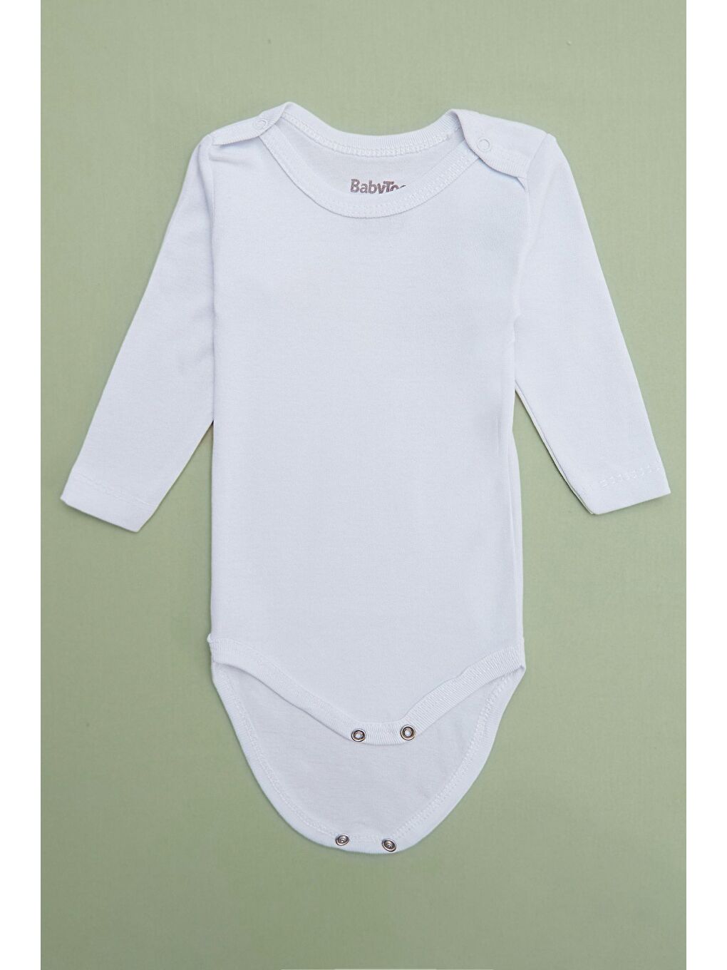 Beyaz %100 Pamuk Basic Bisiklet Yaka Çocuk Zıbın-3