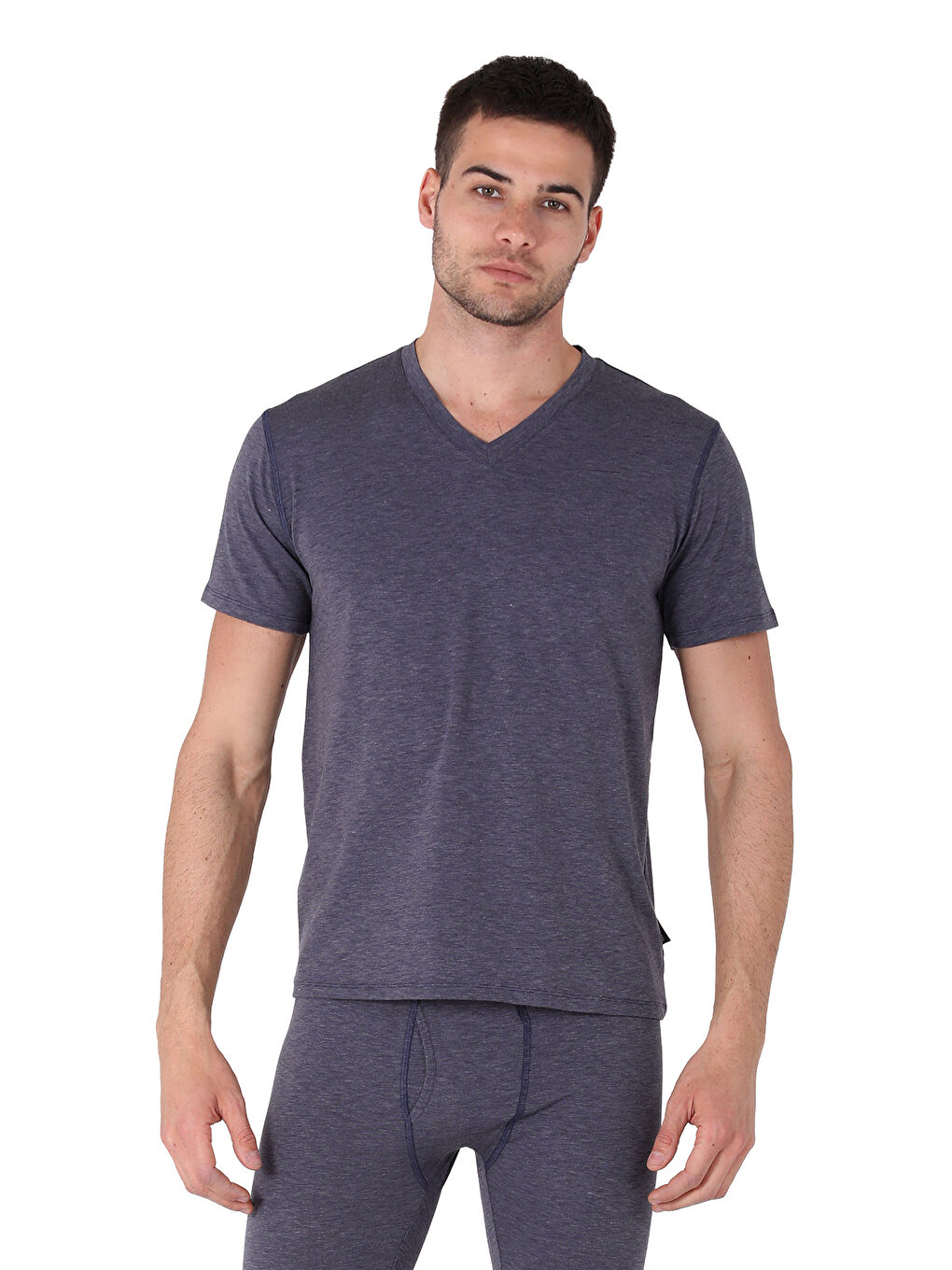 Lacivert Heavy Erkek Kısakol Fanila V Yaka LACİVERT