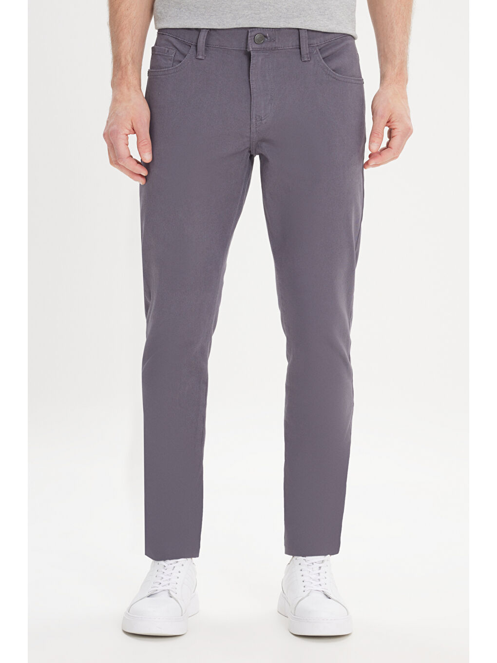 Erkek Antrasit Slim Fit Dar Kesim 5 Cep Pamuklu Esnek Chino Pantolon