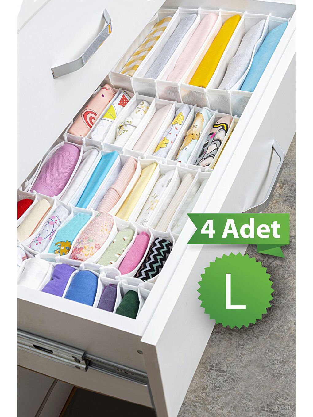 Beyaz 4 Adet 8 Bölmeli Çok Amaçlı Akordiyon Çekmece Ve Dolap Içi Düzenleyici 24 X 37 X 18 Cm L