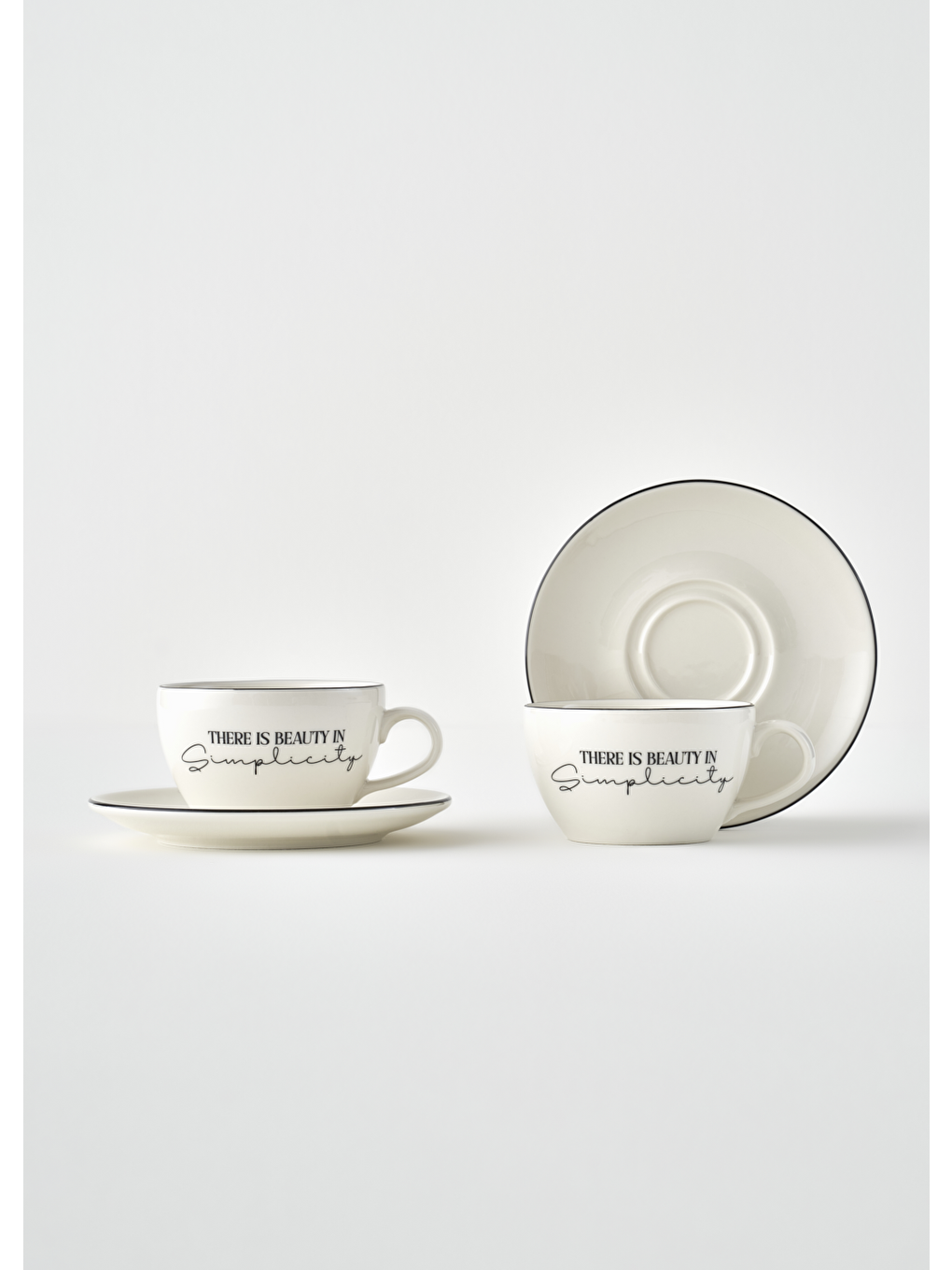 Simplicity 2'li Porselen Çay Fincanı Seti Siyah (270 cc)-1