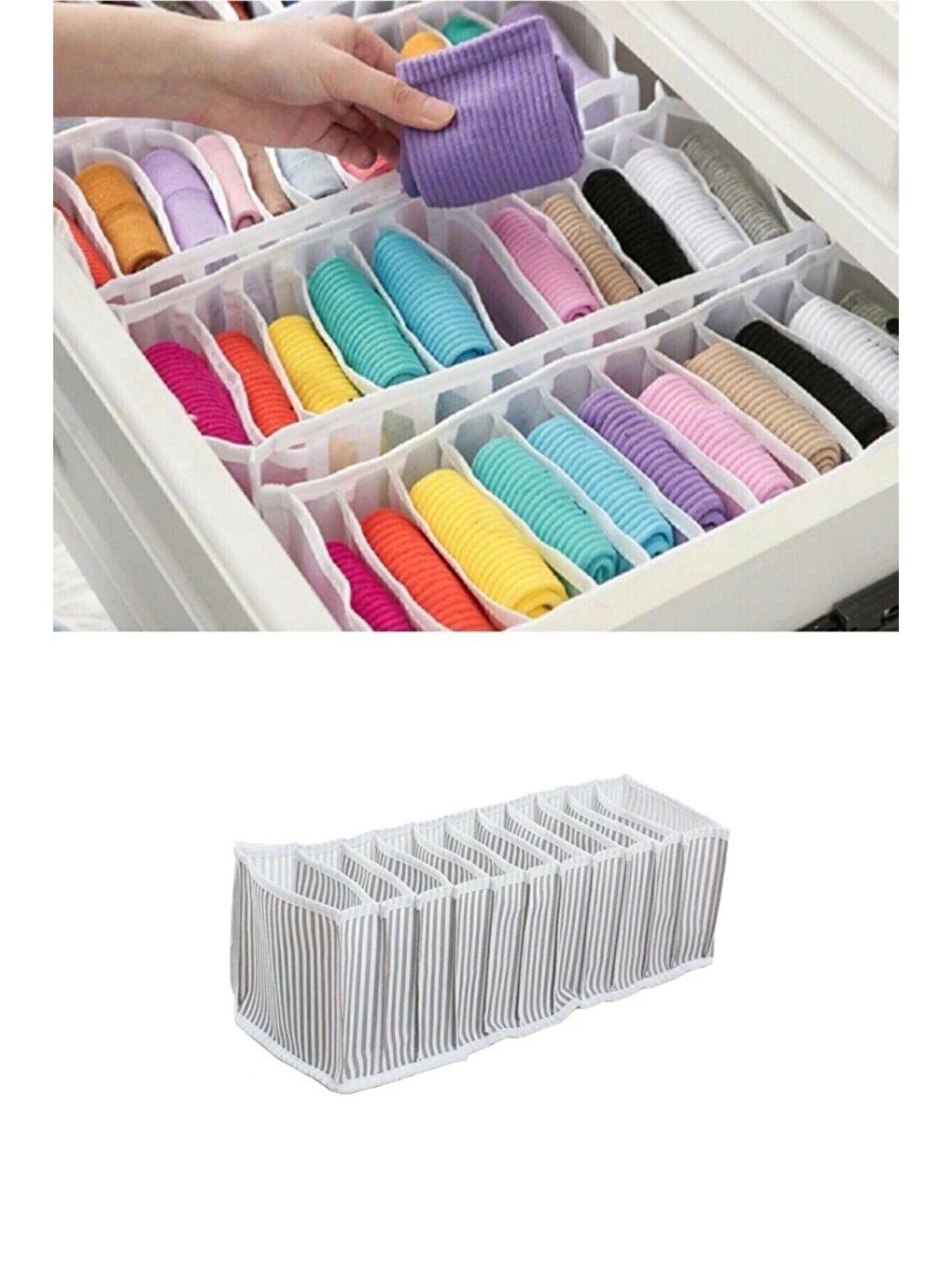 Beyaz 4 Adet 8 Bölmeli Çok Amaçlı Akordiyon Çekmece Ve Dolap Içi Düzenleyici 24 X 37 X 18 Cm L-2