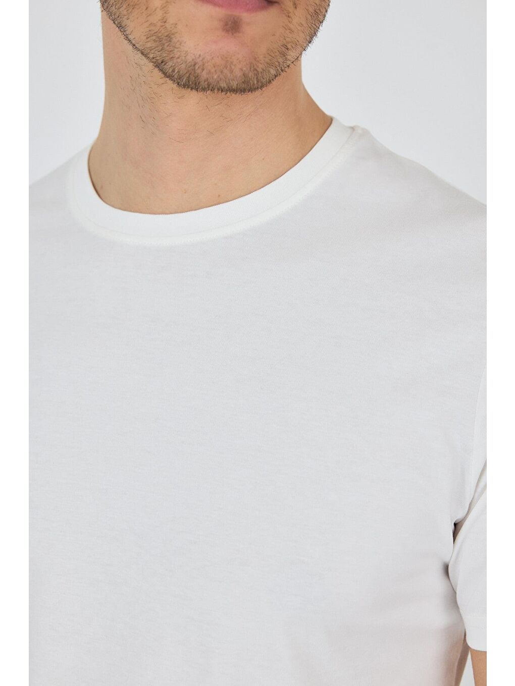 Kahverengi Açık Krem Kısa Kol Bisiklet Yaka Cepsiz Pamuk Casual Slim Fit %100 Pamuk Tişört 1011250158-3