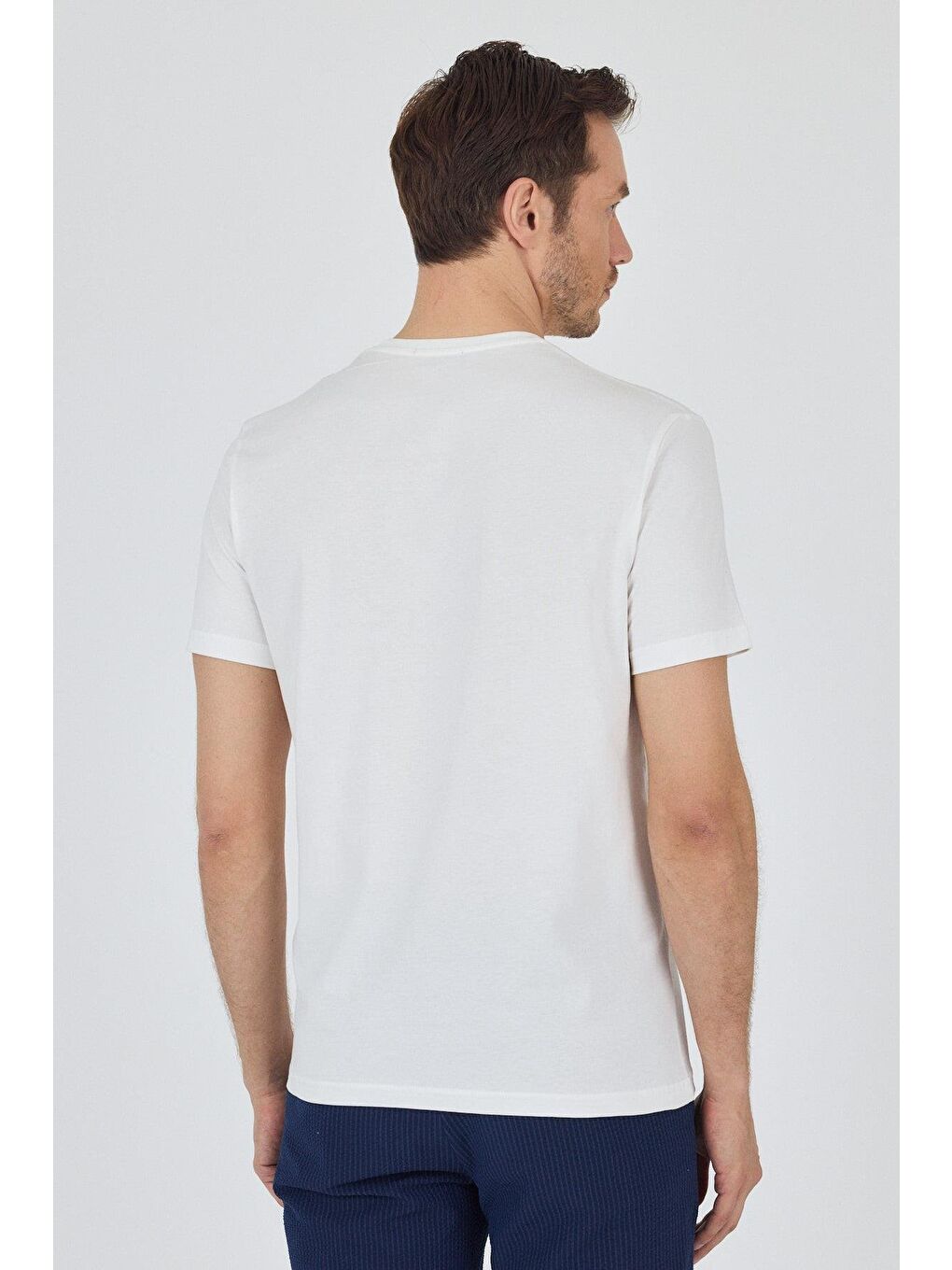 Kahverengi Açık Krem Kısa Kol Bisiklet Yaka Cepsiz Pamuk Casual Slim Fit %100 Pamuk Tişört 1011250158-4